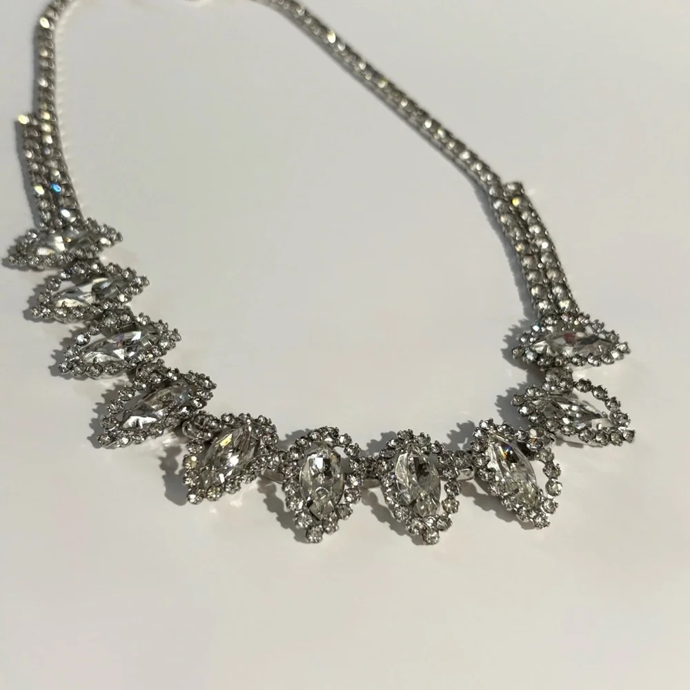 Weiss Vintage Signed White Rhinestone Choker Necklace